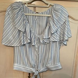 NWOT Fee People size L top. It is blue and white stripe and ties at the waist 👍